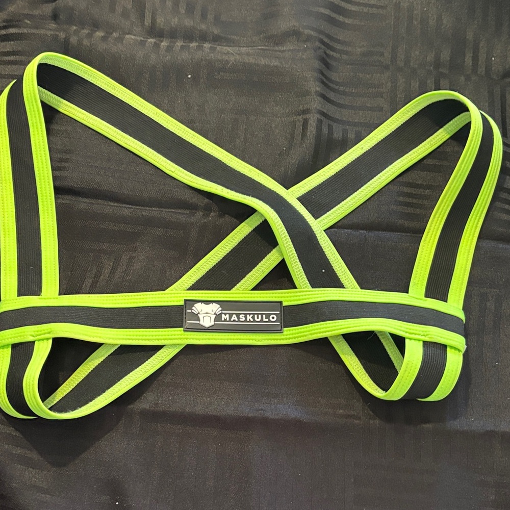 Men's Neon Green and Black Suspenders